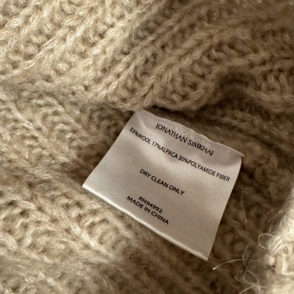 Jonathan Simkhai Sweater Cream / Brown Chunky Brown Reagan  Sz Medium - Picture 5 of 6